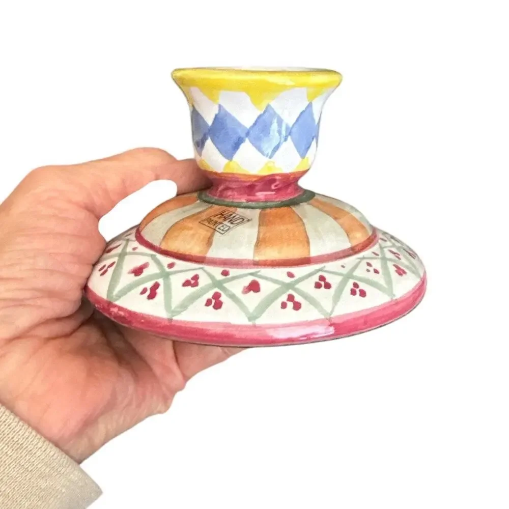 Hand Painted Colorful Unique Multicolored Candle Holders